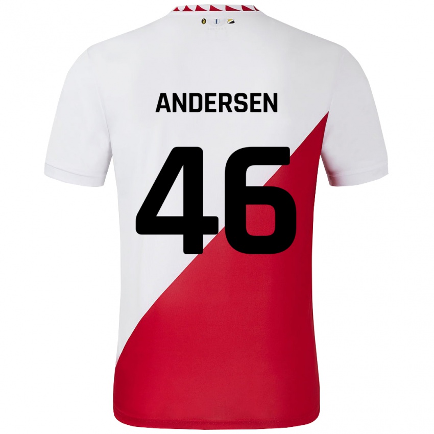 Kinder Silas Andersen #46 Weiß Rot Heimtrikot Trikot 2024/25 T-Shirt