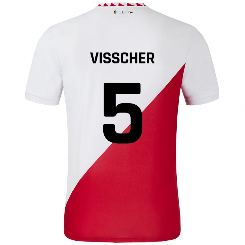 Kinder Amber Visscher #5 Weiß Rot Heimtrikot Trikot 2024/25 T-Shirt