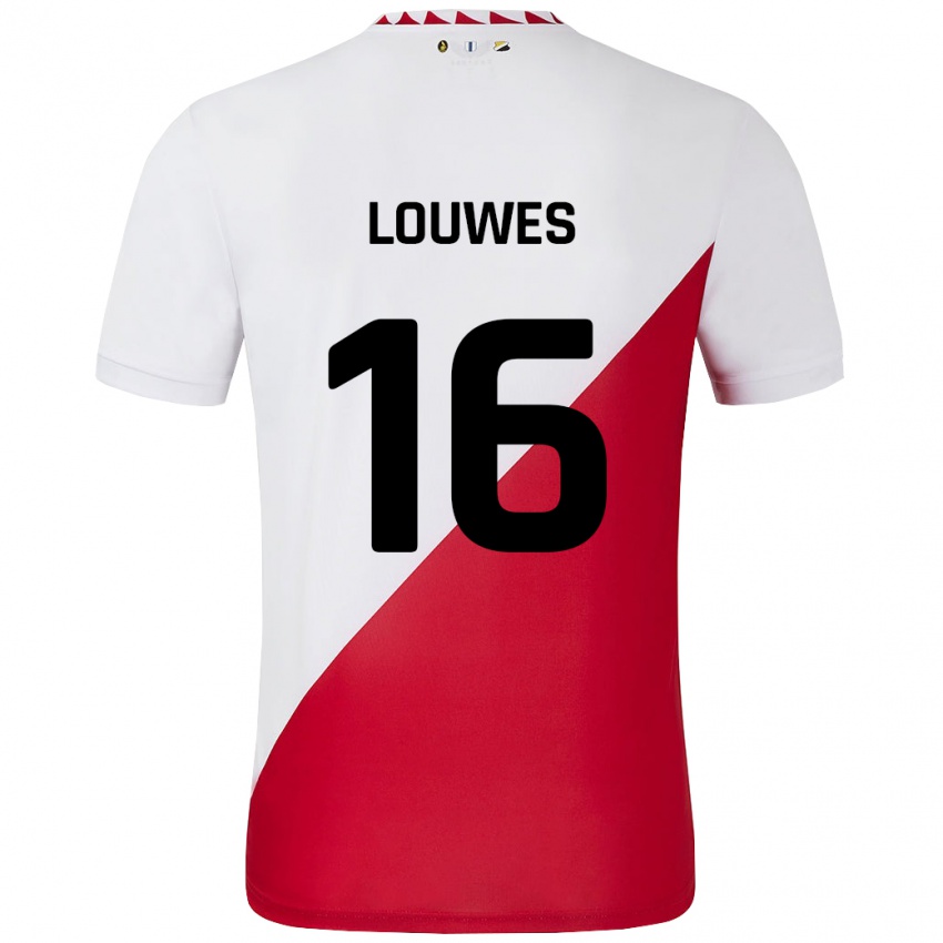 Kinder Puck Louwes #16 Weiß Rot Heimtrikot Trikot 2024/25 T-Shirt