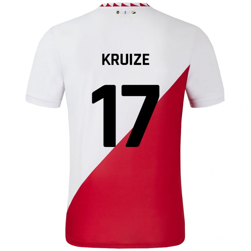 Kinder Elisha Kruize #17 Weiß Rot Heimtrikot Trikot 2024/25 T-Shirt