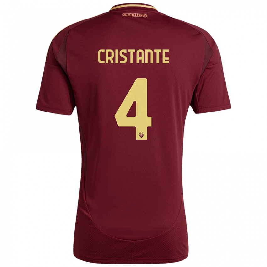 Kinder Bryan Cristante #4 Rot Braun Gold Heimtrikot Trikot 2024/25 T-Shirt