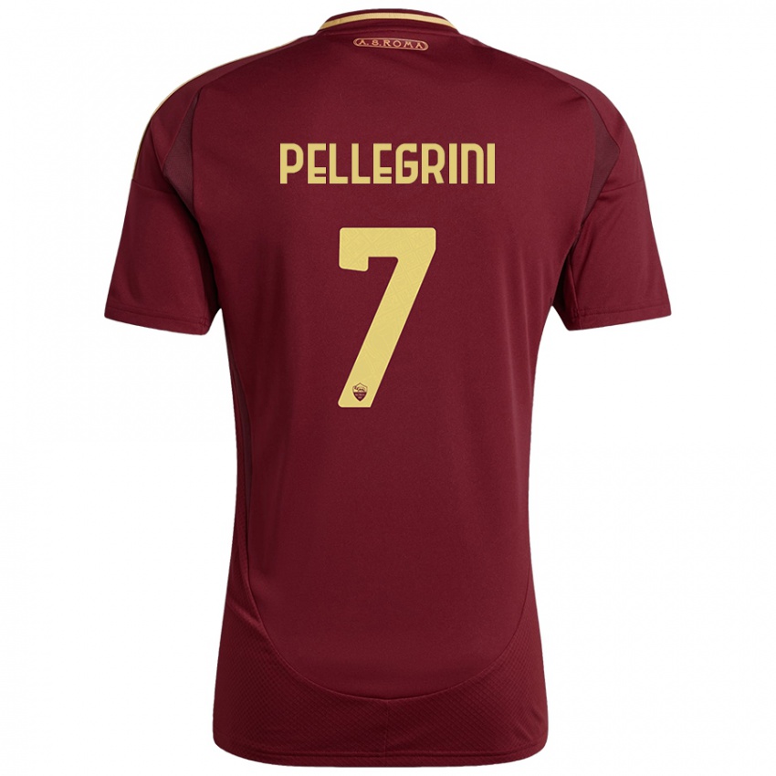 Kinder Lorenzo Pellegrini #7 Rot Braun Gold Heimtrikot Trikot 2024/25 T-Shirt