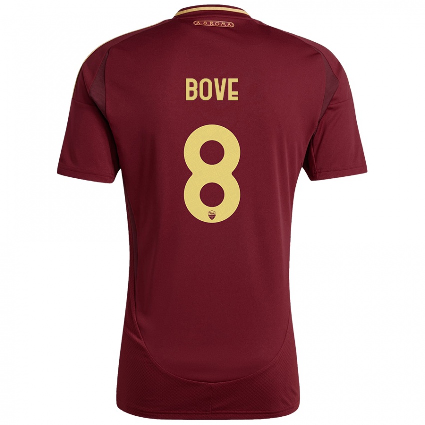 Kinder Edoardo Bove #8 Rot Braun Gold Heimtrikot Trikot 2024/25 T-Shirt