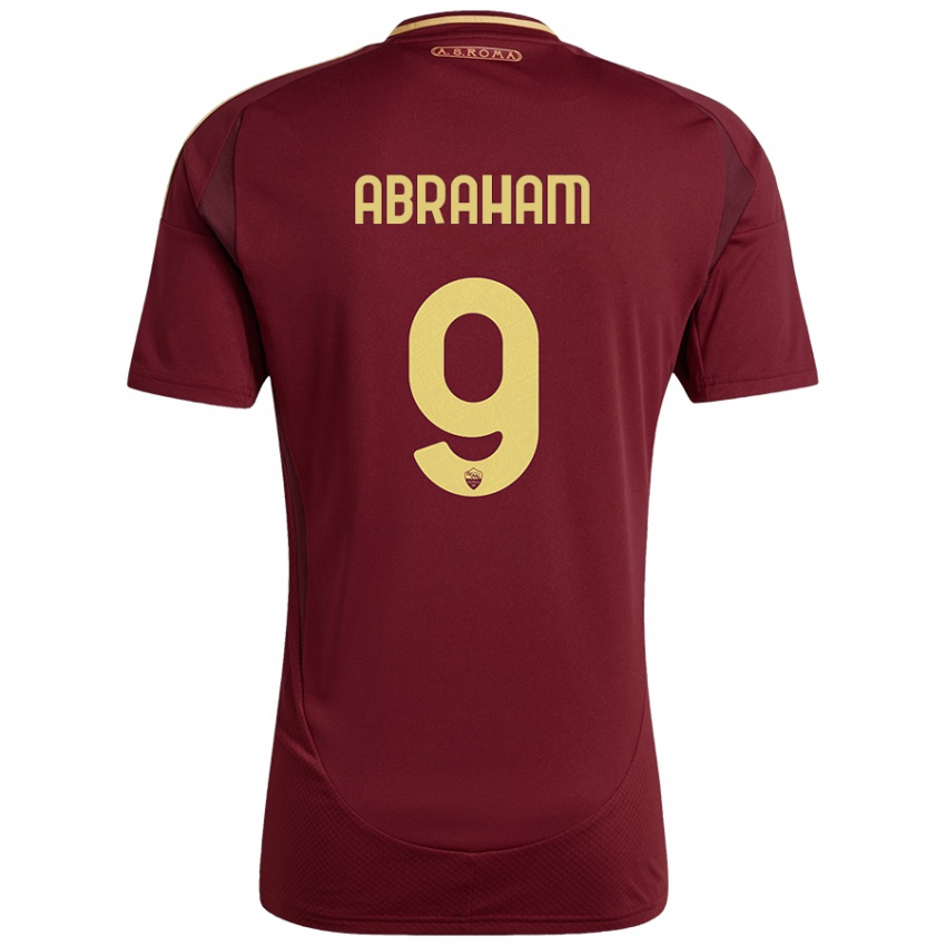 Kinder Tammy Abraham #9 Rot Braun Gold Heimtrikot Trikot 2024/25 T-Shirt