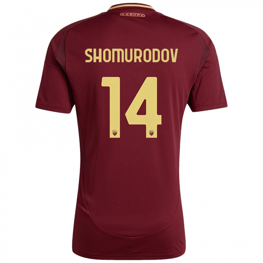 Kinder Eldor Shomurodov #14 Rot Braun Gold Heimtrikot Trikot 2024/25 T-Shirt