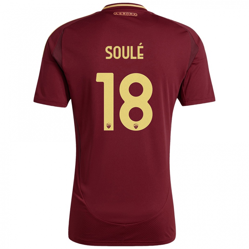 Kinder Matías Soulé #18 Rot Braun Gold Heimtrikot Trikot 2024/25 T-Shirt