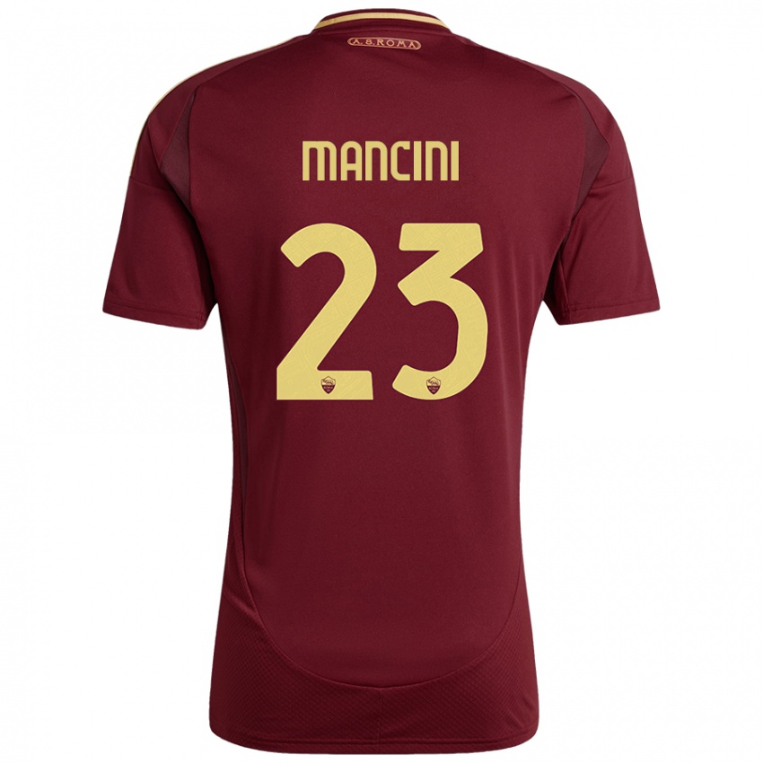 Kinder Gianluca Mancini #23 Rot Braun Gold Heimtrikot Trikot 2024/25 T-Shirt