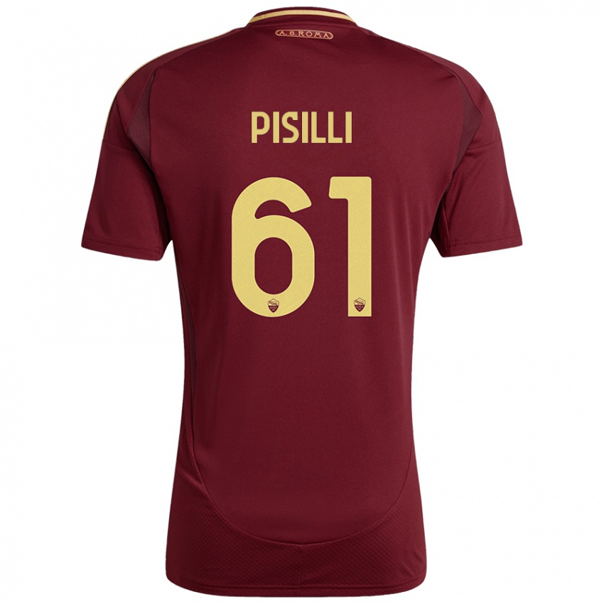 Kinder Niccolo Pisilli #61 Rot Braun Gold Heimtrikot Trikot 2024/25 T-Shirt