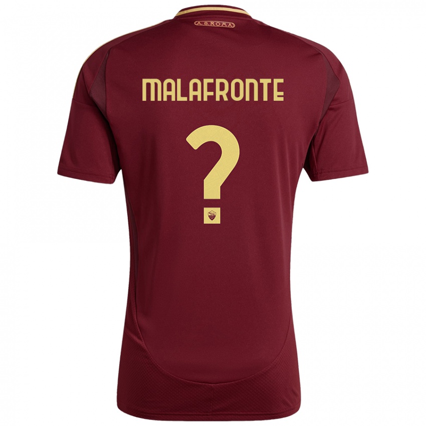 Kinder Matteo Malafronte #0 Rot Braun Gold Heimtrikot Trikot 2024/25 T-Shirt