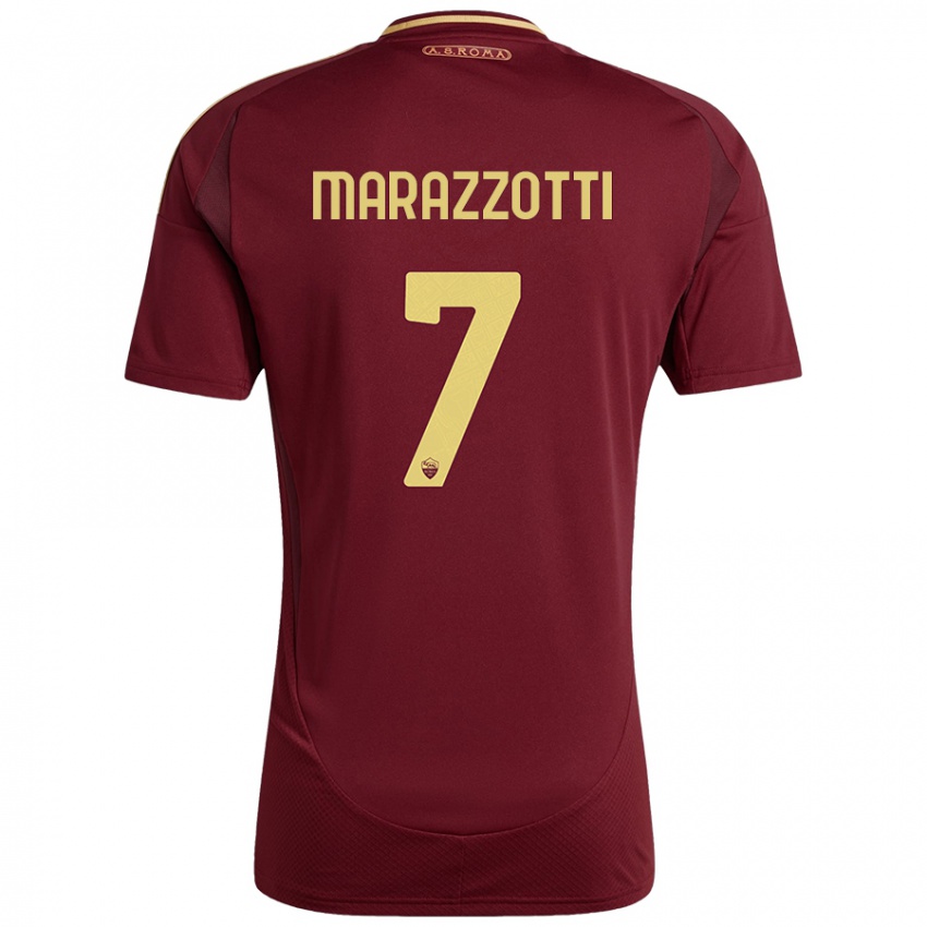 Kinder Fabrizio Marazzotti #7 Rot Braun Gold Heimtrikot Trikot 2024/25 T-Shirt