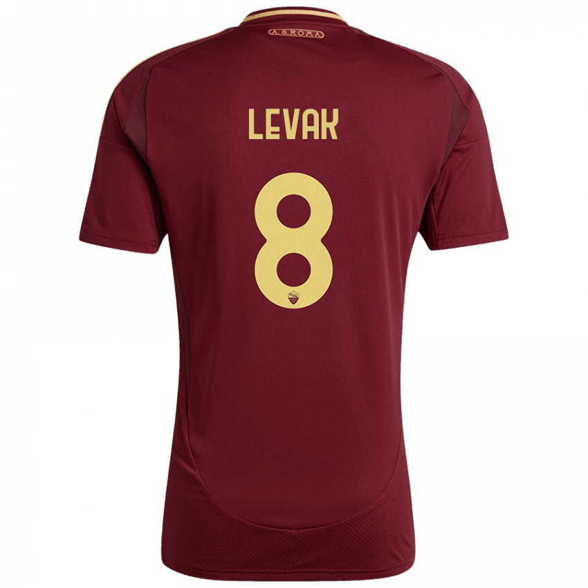 Kinder Sergej Levak #8 Rot Braun Gold Heimtrikot Trikot 2024/25 T-Shirt