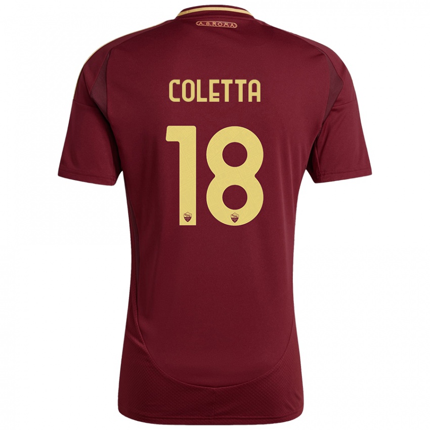 Kinder Federico Coletta #18 Rot Braun Gold Heimtrikot Trikot 2024/25 T-Shirt