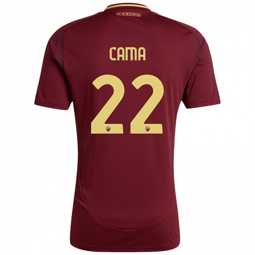 Kinder Cristian Cama #22 Rot Braun Gold Heimtrikot Trikot 2024/25 T-Shirt