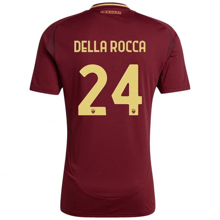 Kinder Mattia Della Rocca #24 Rot Braun Gold Heimtrikot Trikot 2024/25 T-Shirt