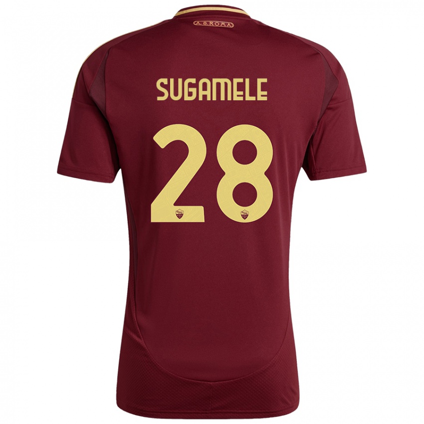 Kinder Alessandro Sugamele #28 Rot Braun Gold Heimtrikot Trikot 2024/25 T-Shirt