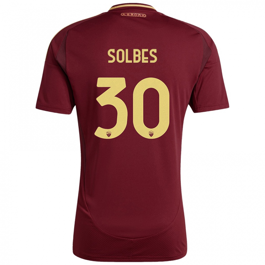 Kinder Ricardo Solbes #30 Rot Braun Gold Heimtrikot Trikot 2024/25 T-Shirt