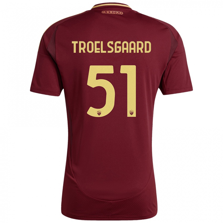 Kinder Sanne Troelsgaard #51 Rot Braun Gold Heimtrikot Trikot 2024/25 T-Shirt