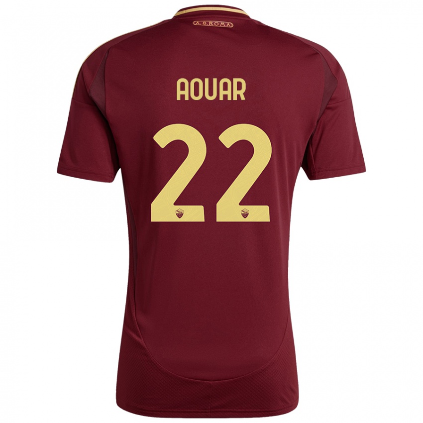 Kinder Houssem Aouar #22 Rot Braun Gold Heimtrikot Trikot 2024/25 T-Shirt