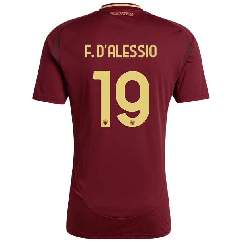 Kinder Francesco D'alessio #19 Rot Braun Gold Heimtrikot Trikot 2024/25 T-Shirt