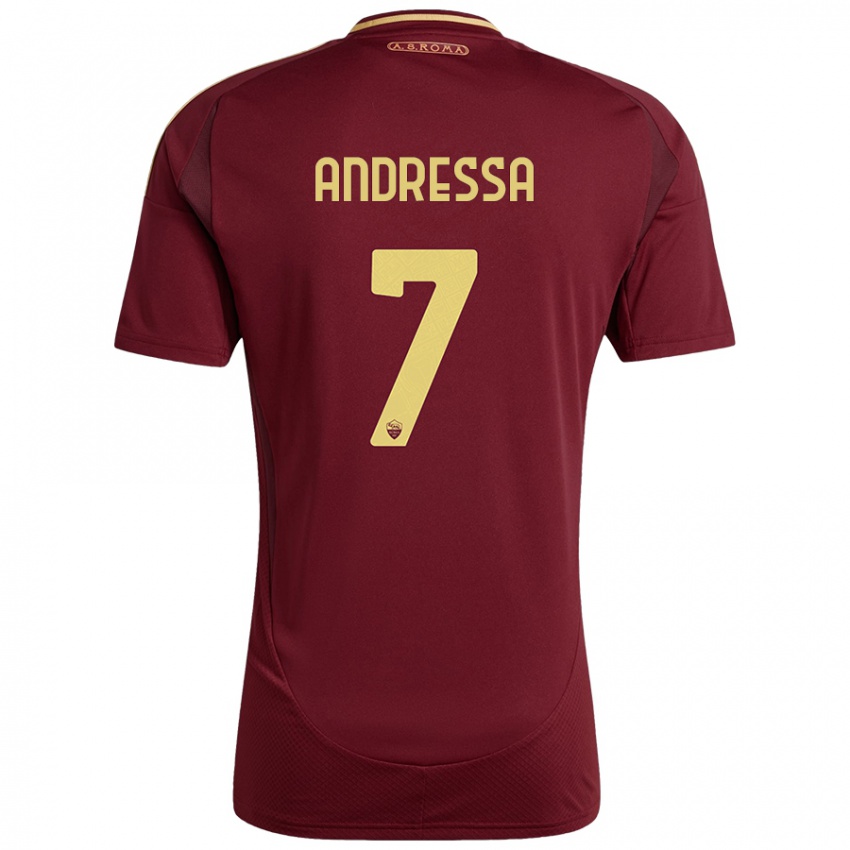 Kinder Andressa #7 Rot Braun Gold Heimtrikot Trikot 2024/25 T-Shirt