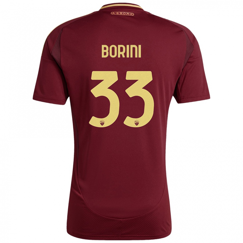 Kinder Joyce Borini #33 Rot Braun Gold Heimtrikot Trikot 2024/25 T-Shirt