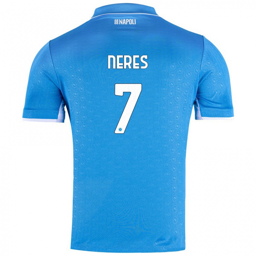 Kinder David Neres #7 Himmelblau Heimtrikot Trikot 2024/25 T-Shirt