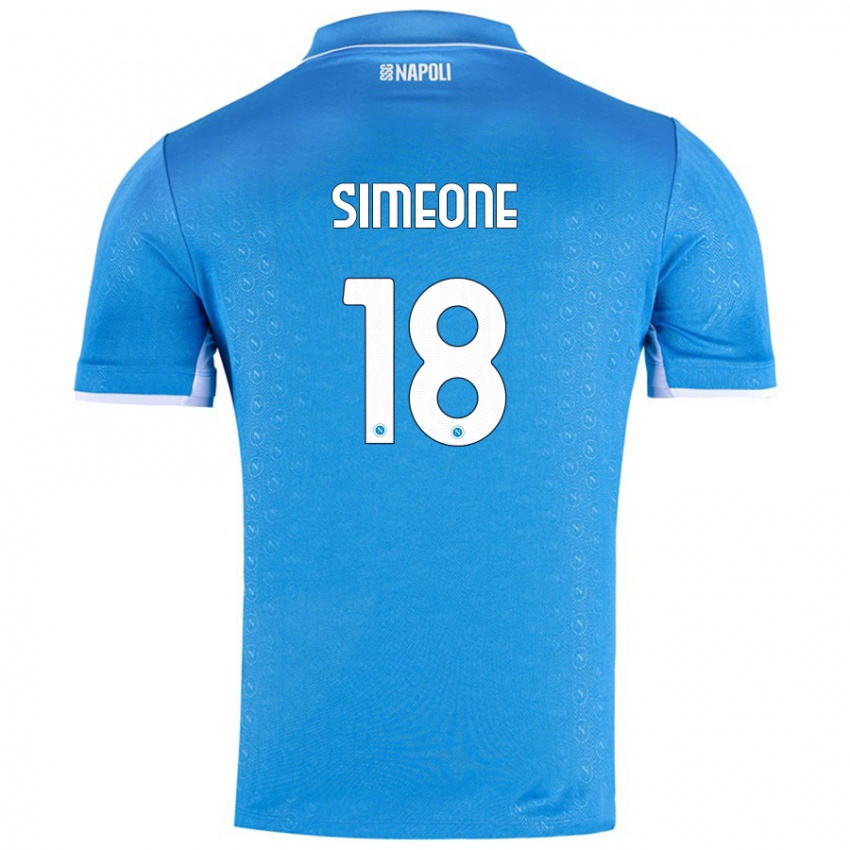 Kinder Giovanni Simeone #18 Himmelblau Heimtrikot Trikot 2024/25 T-Shirt