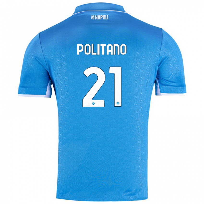 Kinder Matteo Politano #21 Himmelblau Heimtrikot Trikot 2024/25 T-Shirt