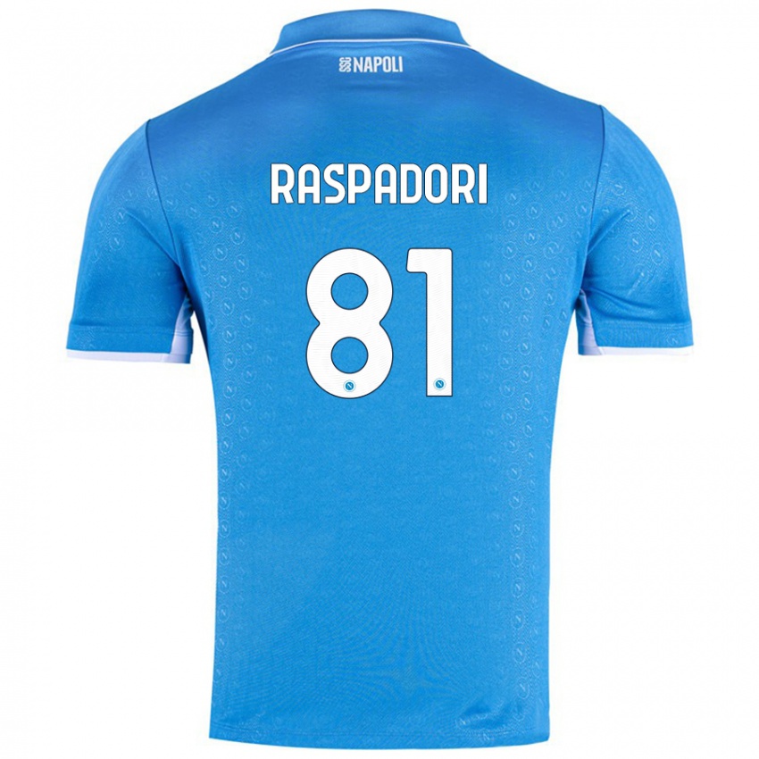 Kinder Giacomo Raspadori #81 Himmelblau Heimtrikot Trikot 2024/25 T-Shirt