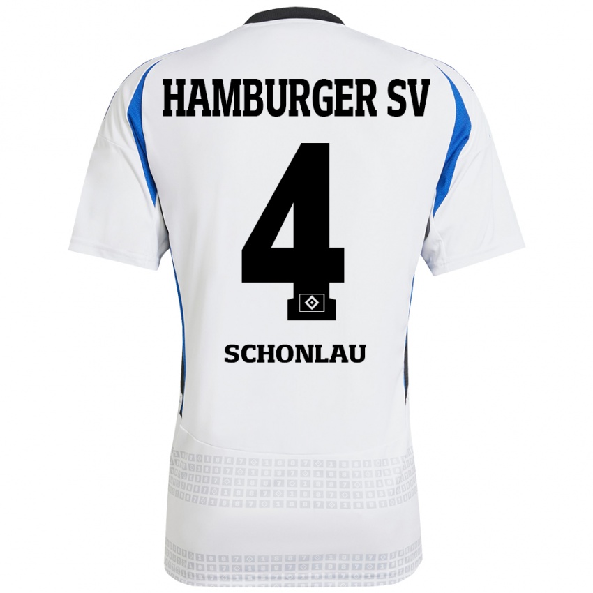 Kinder Sebastian Schonlau #4 Weiß Blau Heimtrikot Trikot 2024/25 T-Shirt