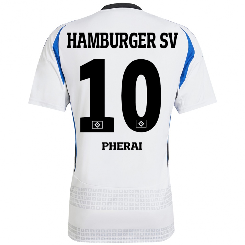 Kinder Immanuel Pherai #10 Weiß Blau Heimtrikot Trikot 2024/25 T-Shirt