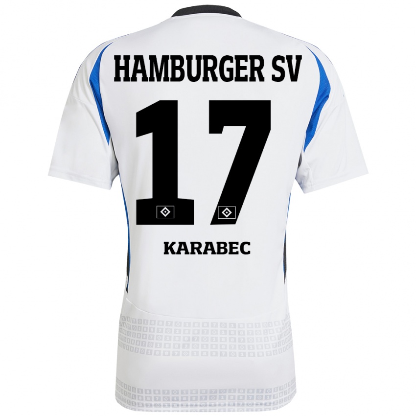 Kinder Adam Karabec #17 Weiß Blau Heimtrikot Trikot 2024/25 T-Shirt