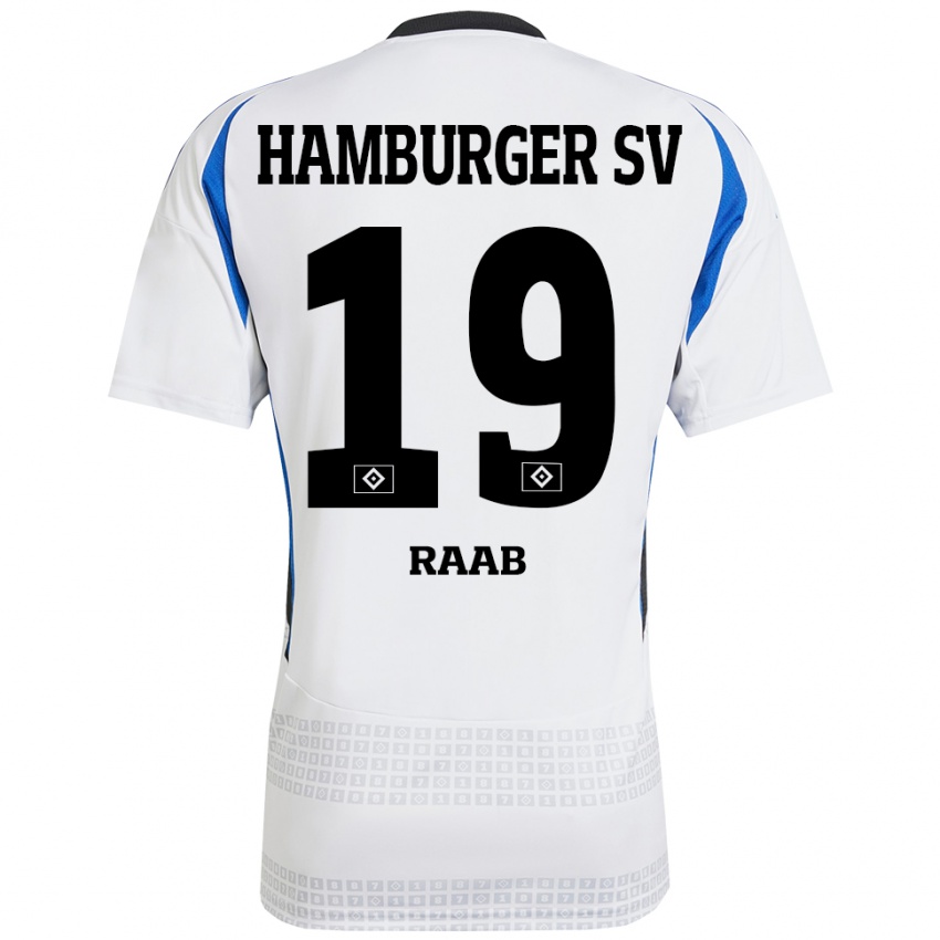 Kinder Matheo Raab #19 Weiß Blau Heimtrikot Trikot 2024/25 T-Shirt