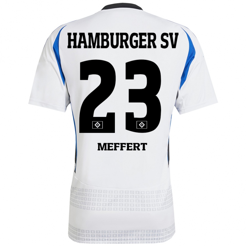 Kinder Jonas Meffert #23 Weiß Blau Heimtrikot Trikot 2024/25 T-Shirt