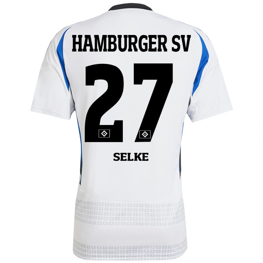 Kinder Davie Selke #27 Weiß Blau Heimtrikot Trikot 2024/25 T-Shirt