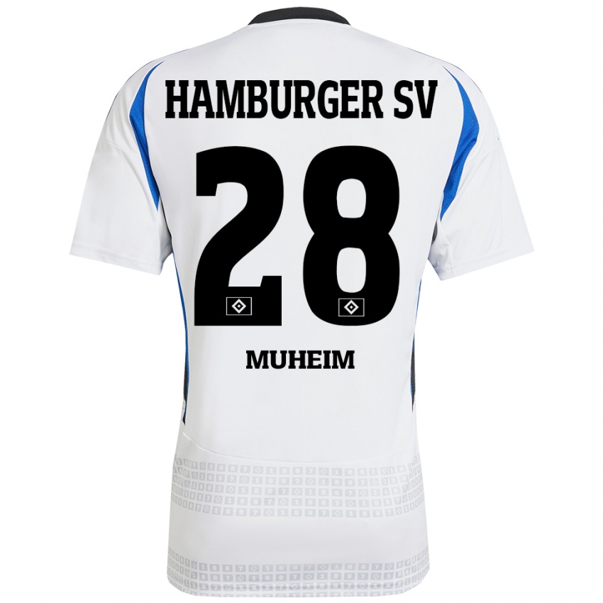 Kinder Miro Muheim #28 Weiß Blau Heimtrikot Trikot 2024/25 T-Shirt