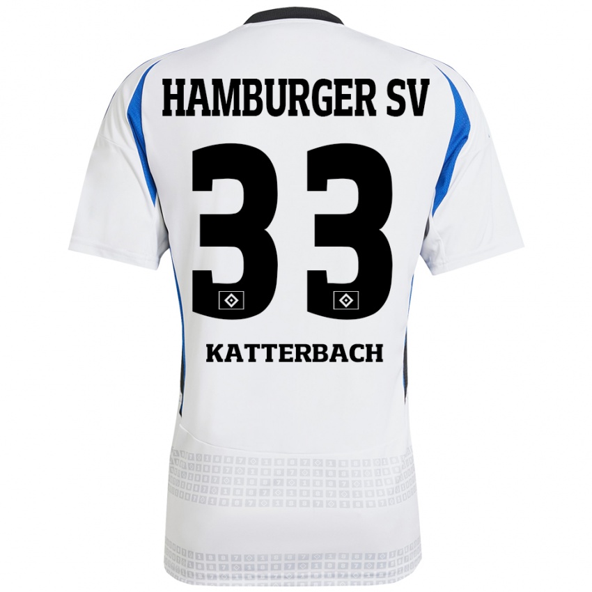 Kinder Noah Katterbach #33 Weiß Blau Heimtrikot Trikot 2024/25 T-Shirt