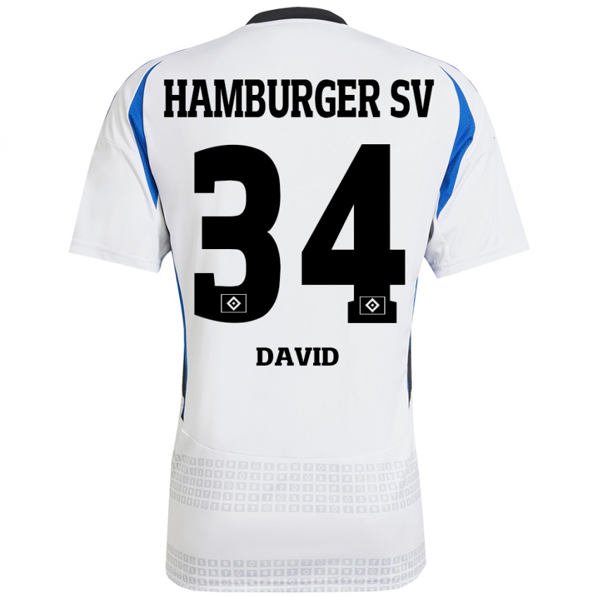 Kinder Jonas David #34 Weiß Blau Heimtrikot Trikot 2024/25 T-Shirt