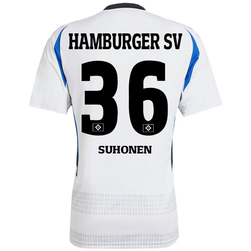 Kinder Anssi Suhonen #36 Weiß Blau Heimtrikot Trikot 2024/25 T-Shirt