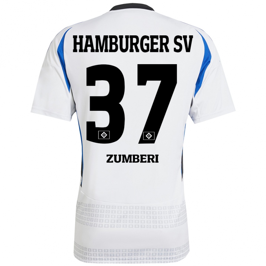 Kinder Valon Zumberi #37 Weiß Blau Heimtrikot Trikot 2024/25 T-Shirt