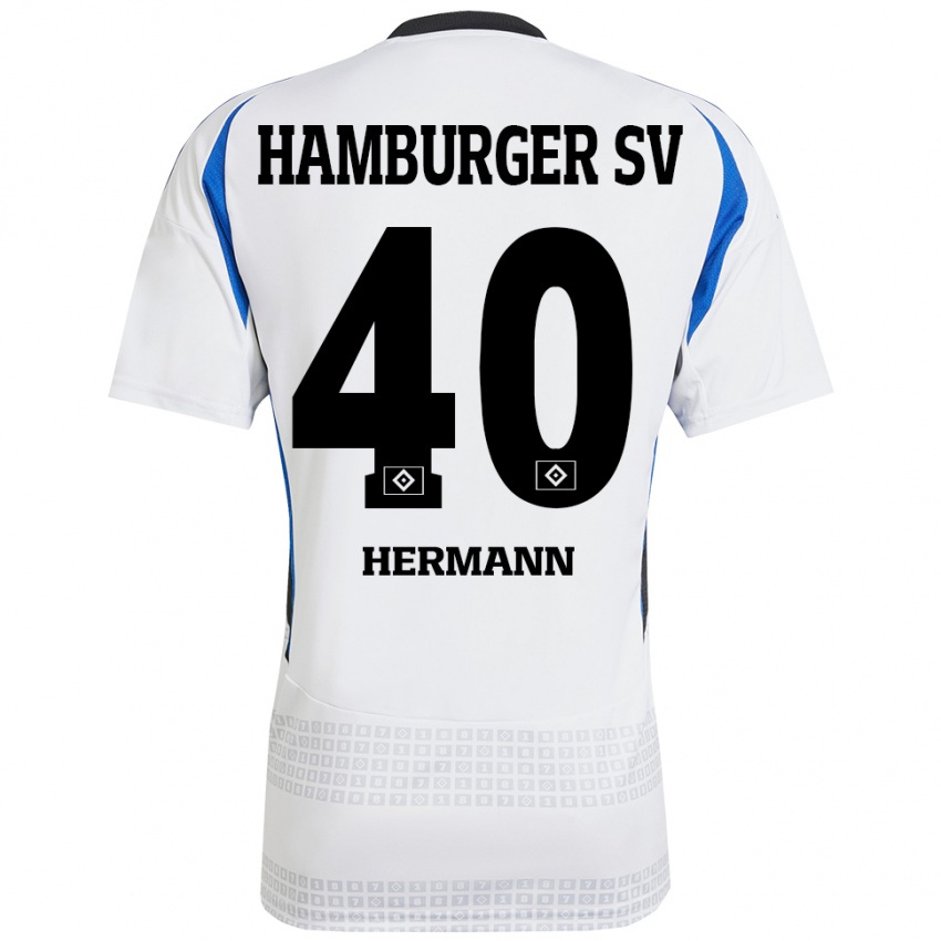 Kinder Hannes Hermann #40 Weiß Blau Heimtrikot Trikot 2024/25 T-Shirt