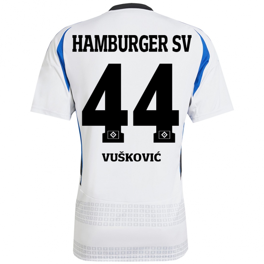 Kinder Mario Vuskovic #44 Weiß Blau Heimtrikot Trikot 2024/25 T-Shirt