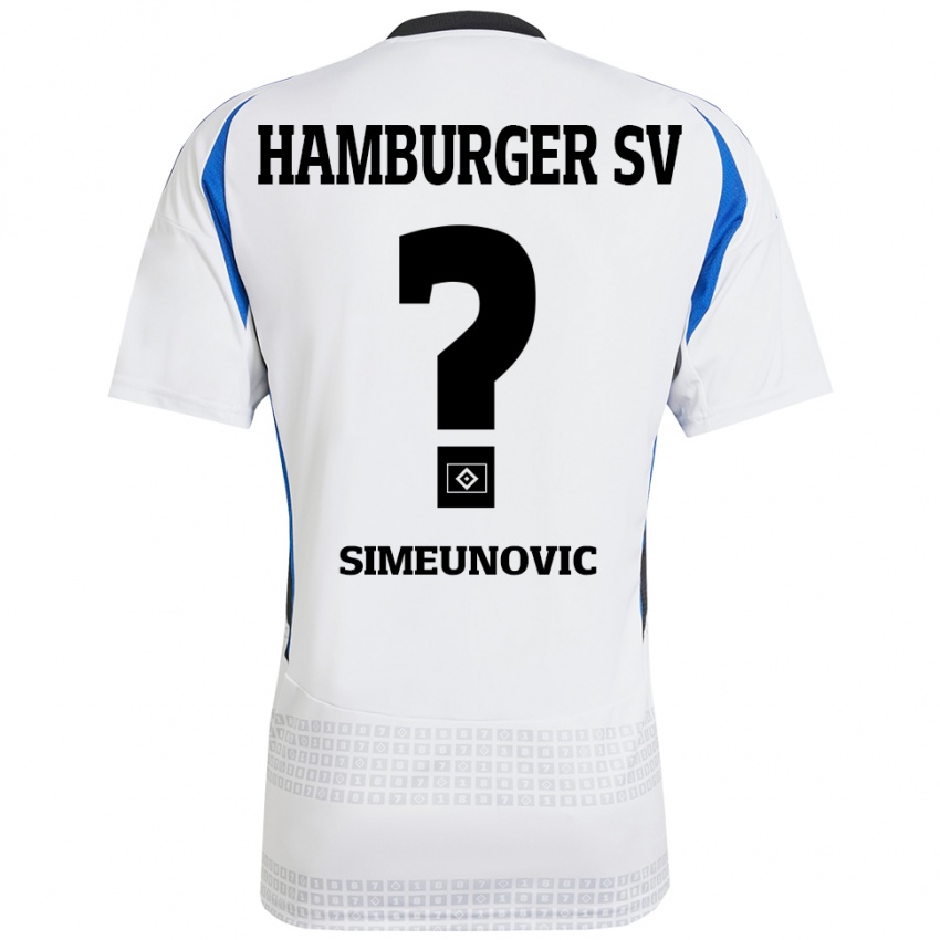 Kinder Denis Simeunovic #0 Weiß Blau Heimtrikot Trikot 2024/25 T-Shirt