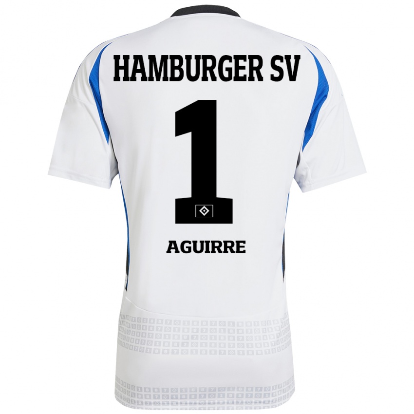 Kinder José Aguirre #1 Weiß Blau Heimtrikot Trikot 2024/25 T-Shirt