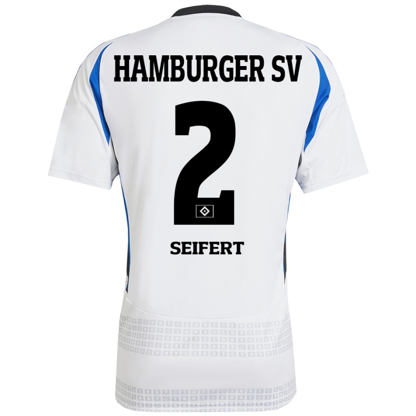 Kinder Luis Seifert #2 Weiß Blau Heimtrikot Trikot 2024/25 T-Shirt