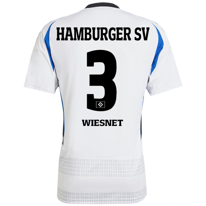 Kinder Melvin Wiesnet #3 Weiß Blau Heimtrikot Trikot 2024/25 T-Shirt