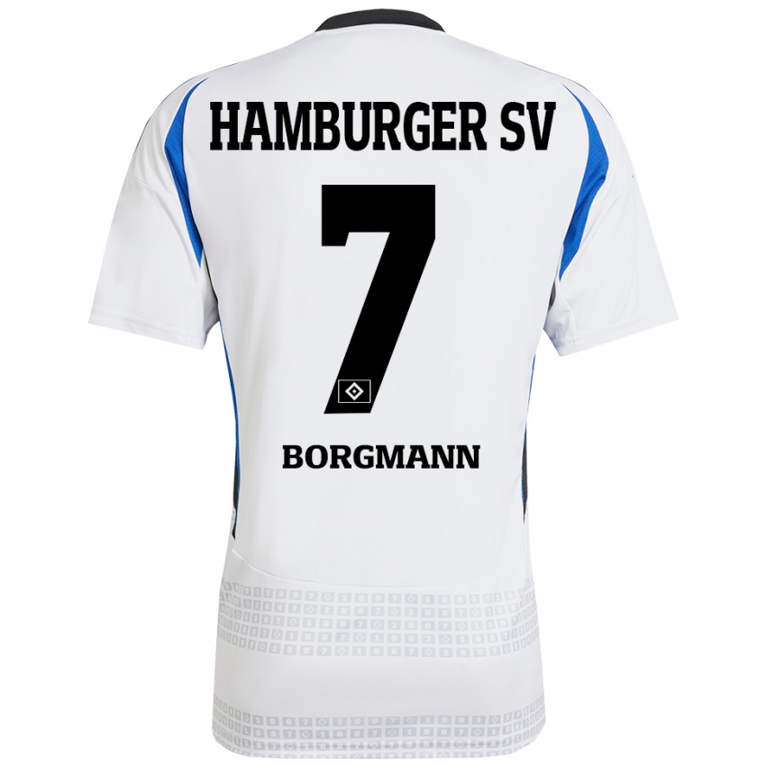 Kinder Marcus Borgmann #7 Weiß Blau Heimtrikot Trikot 2024/25 T-Shirt