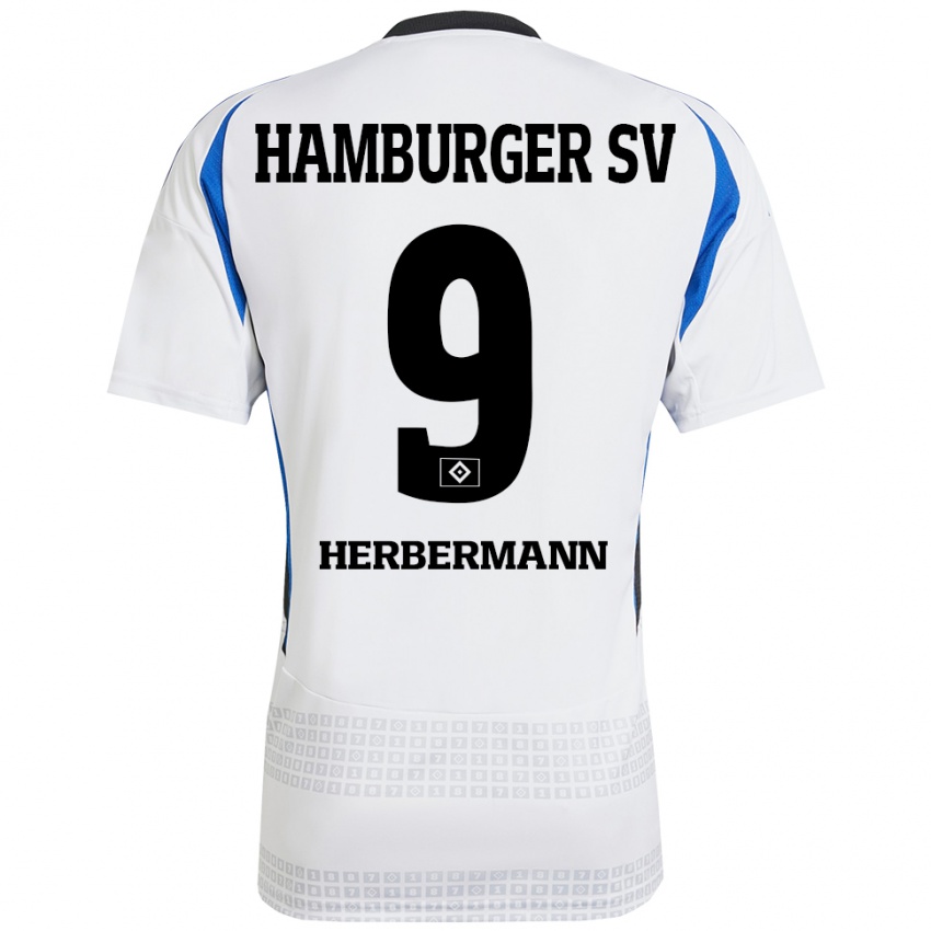 Kinder Kevin Herbermann #9 Weiß Blau Heimtrikot Trikot 2024/25 T-Shirt