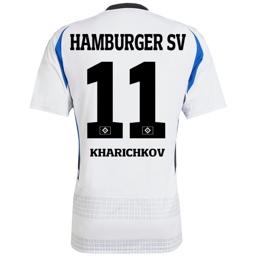 Kinder Valentyn Kharichkov #11 Weiß Blau Heimtrikot Trikot 2024/25 T-Shirt