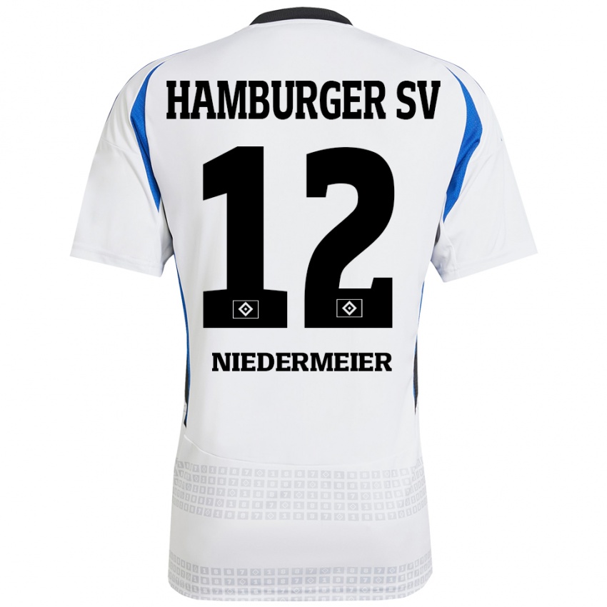 Kinder Philipp Niedermeier #12 Weiß Blau Heimtrikot Trikot 2024/25 T-Shirt